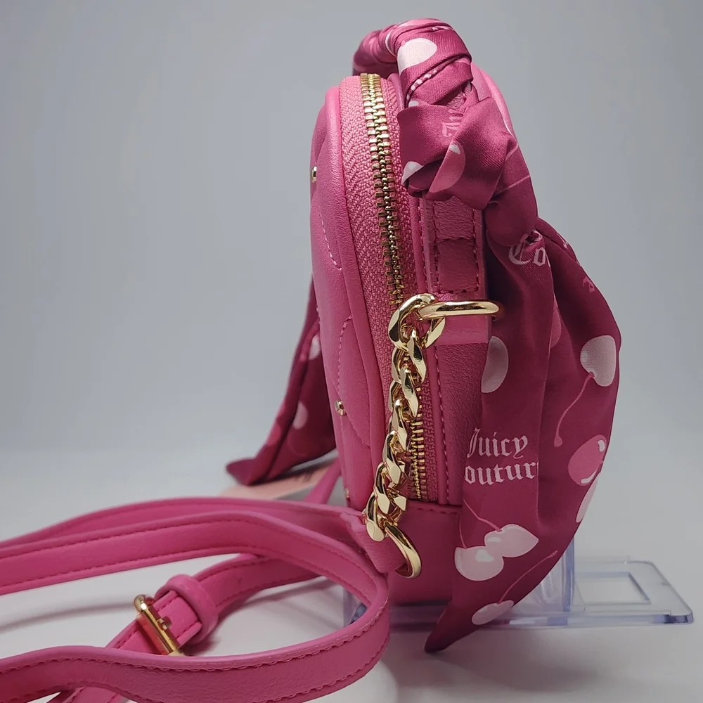 Juicy Couture Pink Quilted Heart Crossbody Bag NWT Gold Studs & JC Logo